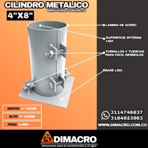 Molde Cilíndrico para Prueba de Concreto 4X8