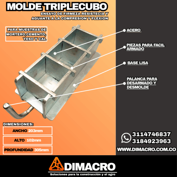 Molde Triple Cubo Metálico
