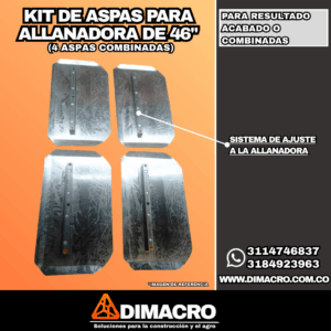Kit (4) Aspas Combinadas para Allanadora de 46" metálicas