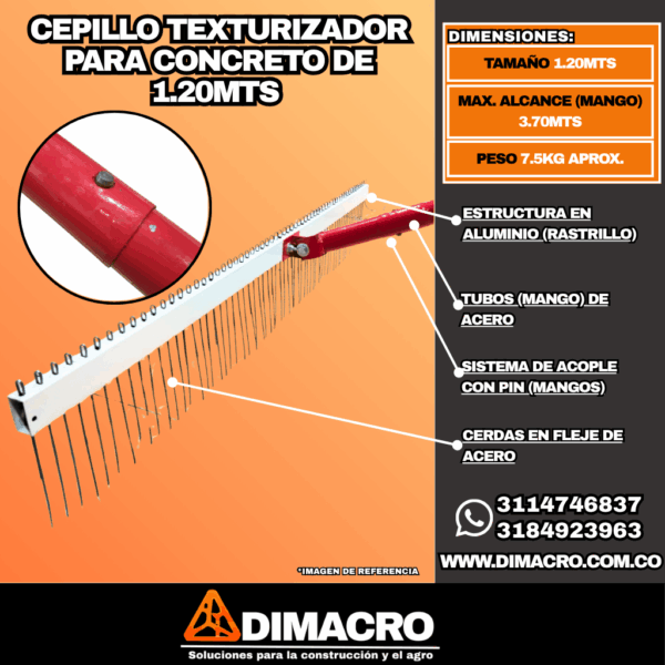 Cepillo Texturizador para Concreto 1.20 mts