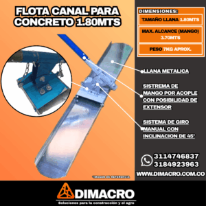 Flota Canal para Concreto 1.80 mts