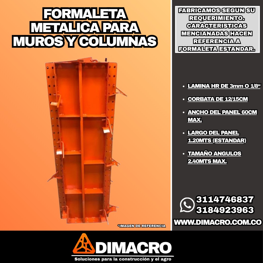 Formaleta metálica para muros y columnas