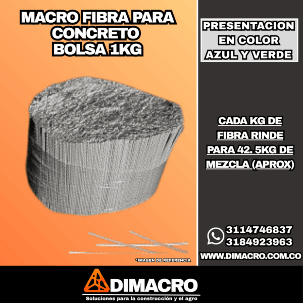 macro fibra para concreto 1kg