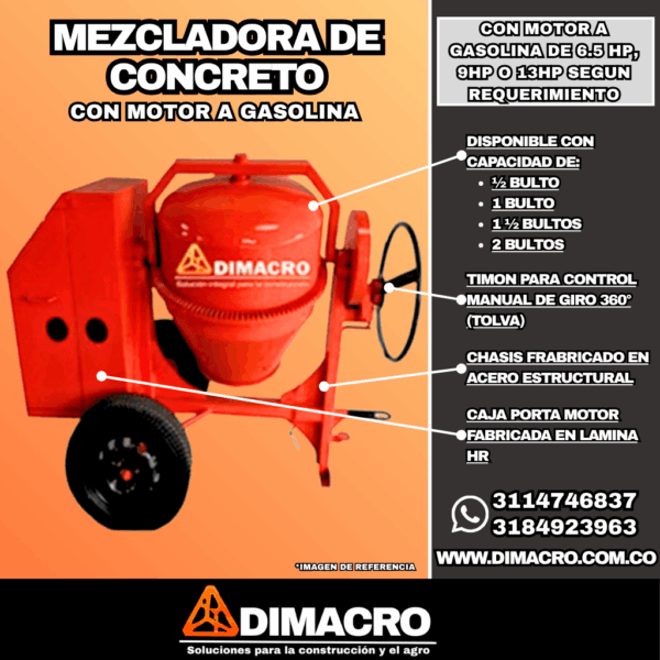Mezcladora para Concreto Gasolina