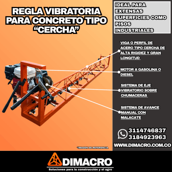 Regla vibratoria para concreto Tipo Cercha