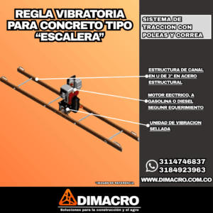 Regla vibratoria para concreto tipo escalera