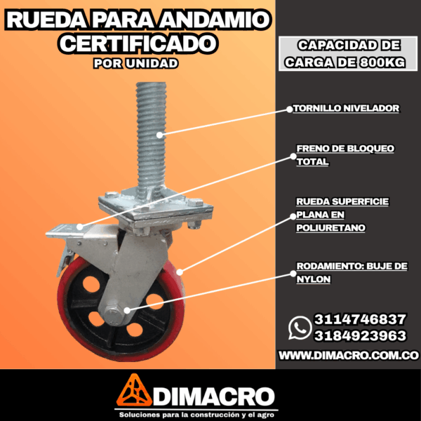 rueda para andamio certificado dimacro