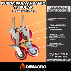 rueda para andamio tubular set 4 ruedas